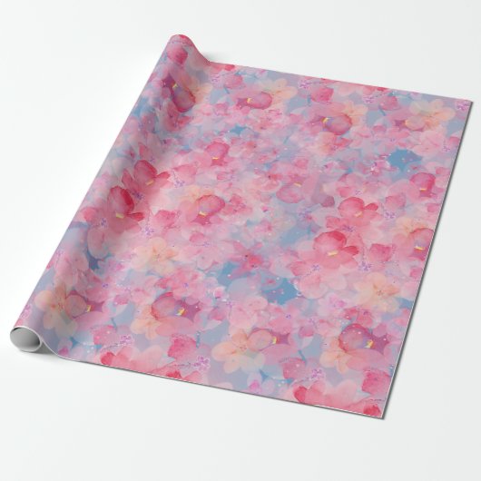 Waterverf Florals Cadeaupapier (Uitgerold)