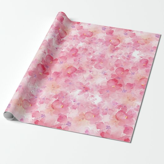 Waterverf Florals Cadeaupapier (Uitgerold)