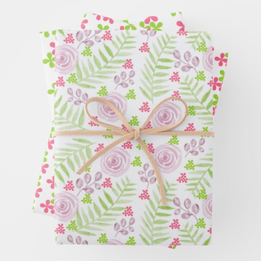  Waterverf Florals die Reeks van het VerpakkingsPa Inpakpapier Vel (In situ)