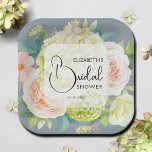 Waterverf Florals Dusty Blue Vrijgezellenfeest Papieren Bordje<br><div class="desc">borden op papier van vrijgezellenfeest zijn voorzien van prachtige waterverf witte en groene hydrangea's,  roze en roomkleurige rozen,  daisies,  kleine bloesems en bladeren op stoffig blauw met uw details in de vorm van een chroomkleurige letters. Punten in onze winkel koppelen.</div>