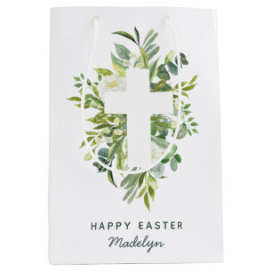 Waterverf Florals en naam voor crosspaasen Medium Cadeauzakje