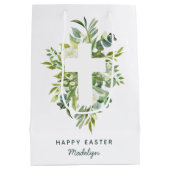  Waterverf Florals en naam voor crosspaasen Medium Cadeauzakje (Achterkant)