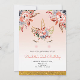 Waterverf Florals Girly Peach Glitter Kaart