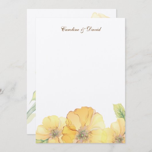 Waterverf Florals Hartelijk dank Bedankkaart (Voorkant / Achterkant)