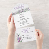 Waterverf Florals Heather Wedding all in one IV Uitnodiging (Afscheurbaar)