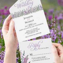 Waterverf Florals Heather Wedding all in one IV Uitnodiging