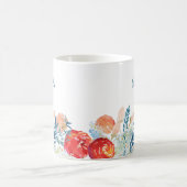  Waterverf Florals in Blauw Gepersonaliseerd Koffiemok (Center)