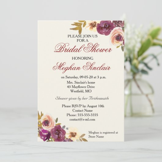 Waterverf Florals in het najaar - Vrijgezellenfees Kaart (Staand voorkant)