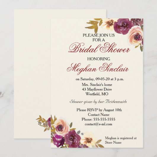 Waterverf Florals in het najaar - Vrijgezellenfees Kaart (Voorkant / Achterkant)