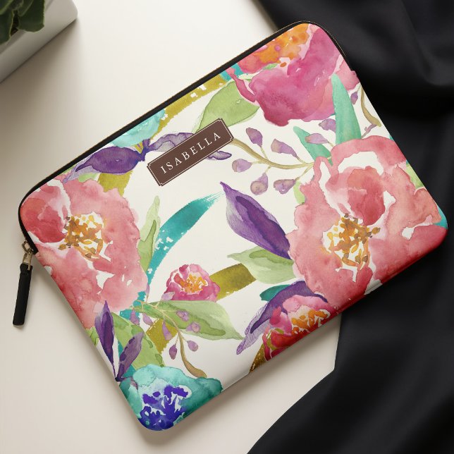Waterverf Florals Laptop Sleeve (Creator heeft geüpload)
