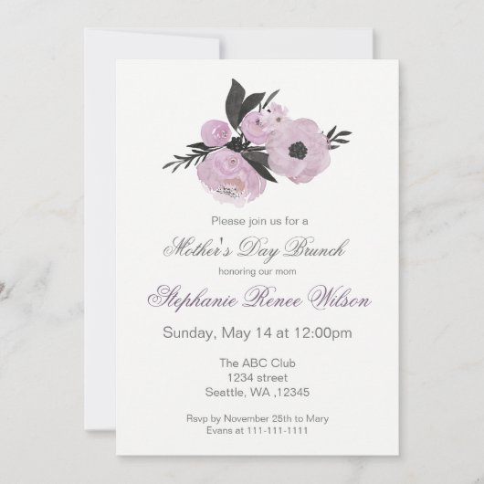 Waterverf Florals Moederdag Brunch Tea Party Kaart (Voorkant)