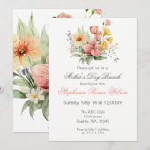 Waterverf Florals Moederdag Brunch Tea Party Kaart (Voorkant / Achterkant)