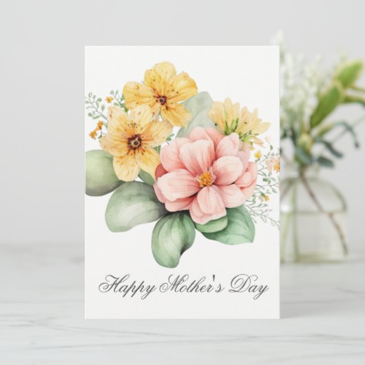  Waterverf Florals Moederdag Kaart (Staand voorkant)