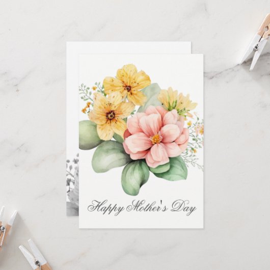  Waterverf Florals Moederdag Kaart (Voorkant / Achterkant in situ)