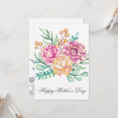  Waterverf Florals Moederdag Kaart (Voorkant / Achterkant in situ)