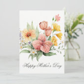  Waterverf Florals Moederdag Kaart (Staand voorkant)