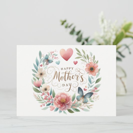  Waterverf Florals Moederdag Kaart (Staand voorkant)