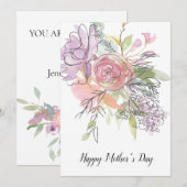  Waterverf Florals Moederdag Kaart (Voorkant / Achterkant)