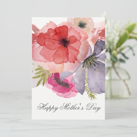  Waterverf Florals Moederdag Kaart (Staand voorkant)