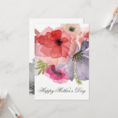  Waterverf Florals Moederdag Kaart (Voorkant / Achterkant in situ)