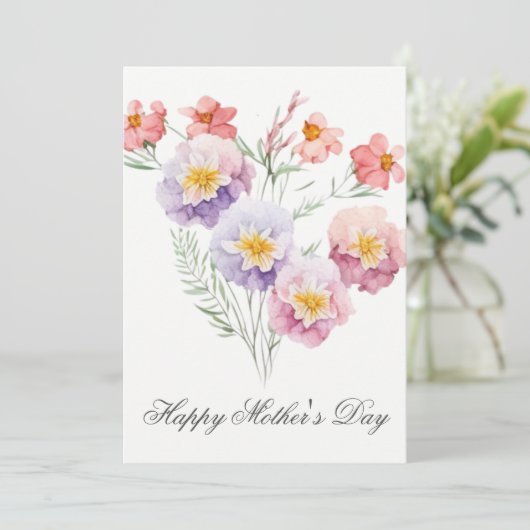  Waterverf Florals Moederdag Kaart (Staand voorkant)