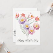  Waterverf Florals Moederdag Kaart (Voorkant / Achterkant in situ)