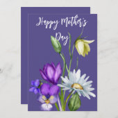  Waterverf Florals Moederdag Kaart Paars (Voorkant / Achterkant)