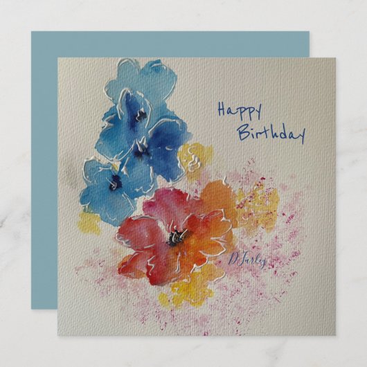 Waterverf Florals Note Card (Voorkant / Achterkant)