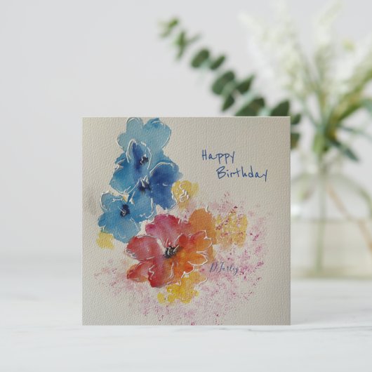 Waterverf Florals Note Card (Staand voorkant)