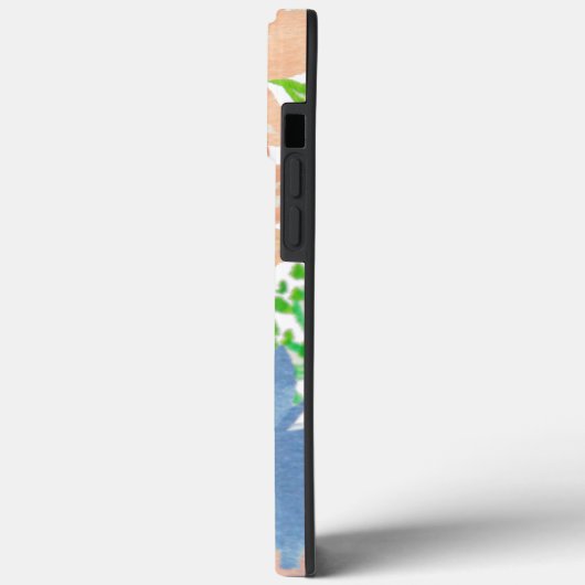 Waterverf Florals Peach Blue Monogrammed Case-Mate iPhone Case (Achterkant / Links)
