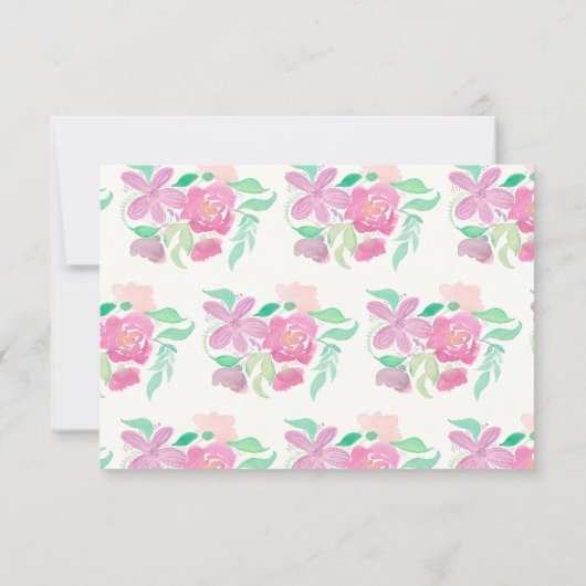 Waterverf Florals Pink Baptisme Kaart (Achterkant)