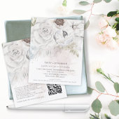 Waterverf Florals QR Code Weddenschap Uitnodigen