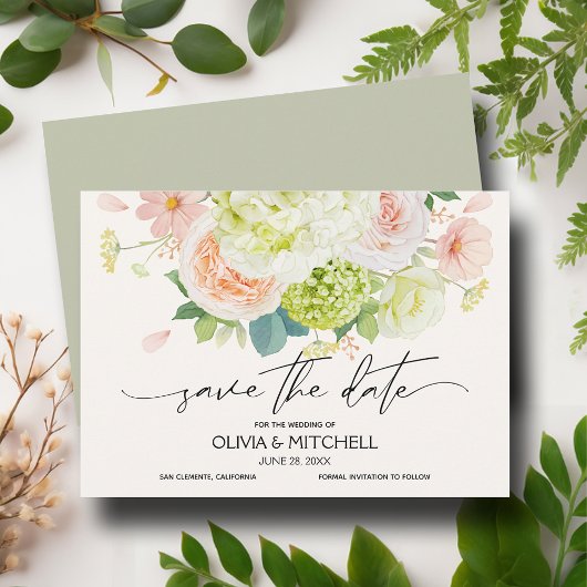 Waterverf Florals Sage Wedding Save The Date