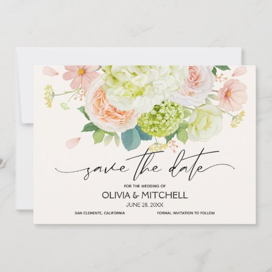 Waterverf Florals Sage Wedding Save The Date (Voorkant)
