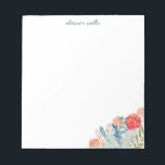 Waterverf Florals Speciaal Papier Notitieblok<br><div class="desc">Dit stijlvolle notitieblok is voorzien van een  ,  lichtblauw,  zwart en rood,  gepersonaliseerd met jouw naam.</div>