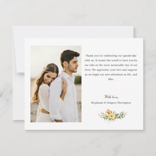 Waterverf Florals Trouwflat Dank u kaart (Achterkant)