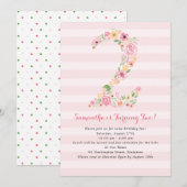 Waterverf Florals TWEE Tweede Verjaardag Kaart (Voorkant / Achterkant)