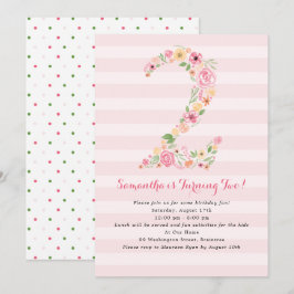 Waterverf Florals TWEE Tweede Verjaardag Kaart