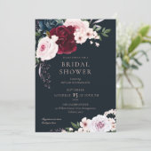 Waterverf Florals Vrijgezellenfeest van de Burgund Kaart (Staand voorkant)