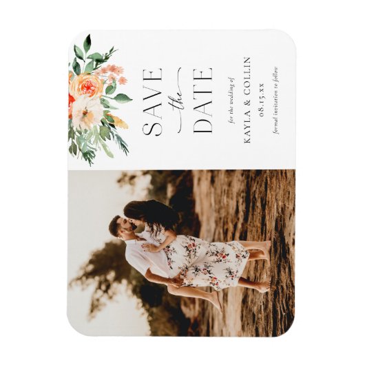 Waterverf Florals Weddenschap Foto opslaan Datum Magneet (Verticaal)