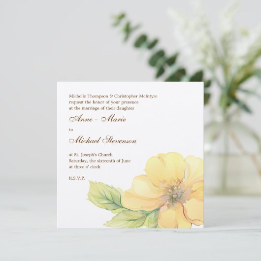 Waterverf Florals Weddenschap Kaart (Staand voorkant)