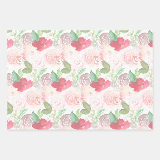 Waterverf Florals Wedding Bouquet Hand Painted Inpakpapier Vel (Voorkant 2)