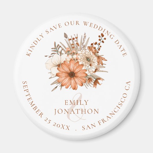 Waterverf Florals Wedding Keepslag Save the Date Magneet (Voorkant)