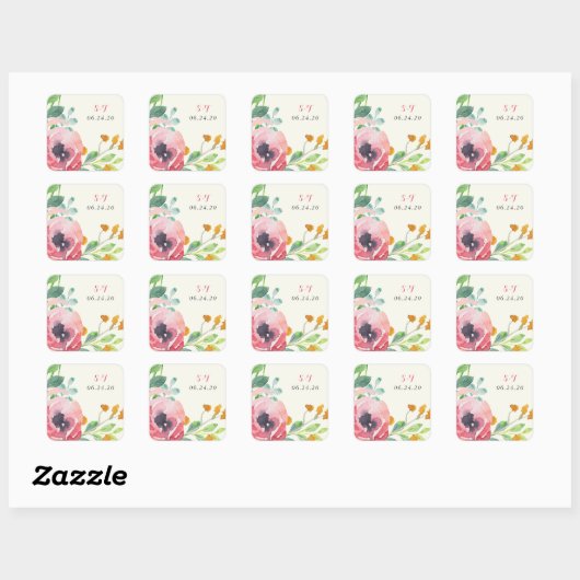 Waterverf Florals Wedding Stickers (Vel)