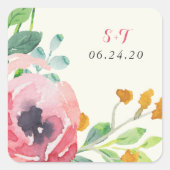 Waterverf Florals Wedding Stickers (Voorkant)