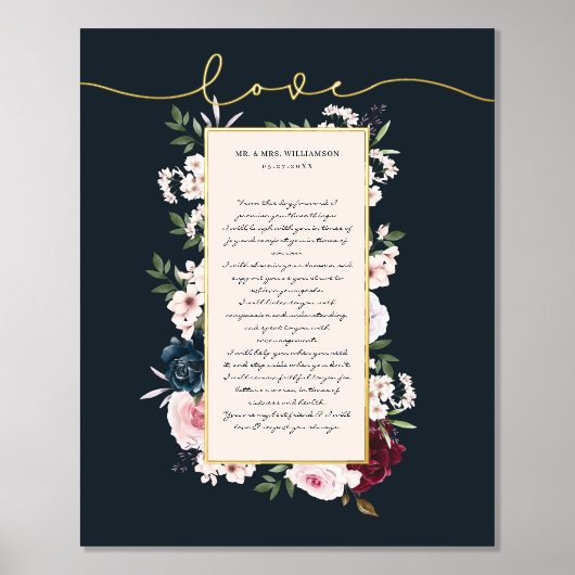 Waterverf Florals Wedding Vows Folie Afdrukken (Voorkant)