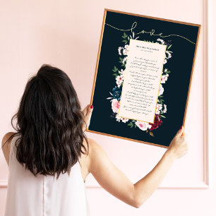 Waterverf Florals Wedding Vows Folie Afdrukken