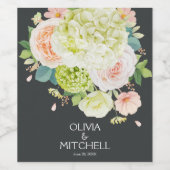 Waterverf Florals Wedding Wijn Etiket (Enkel label)