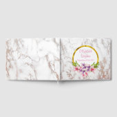 Waterverf Florals, White Marble Texture Wedding Gastenboek (Volledig)