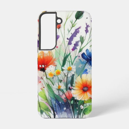 Waterverf Florals Wildbloemen Feminine Trendy Samsung Galaxy Hoesje (Achterkant)